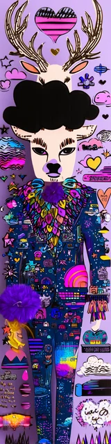 Free printable Christmas bookmarks of a reindeer wearing a suit on a purple background